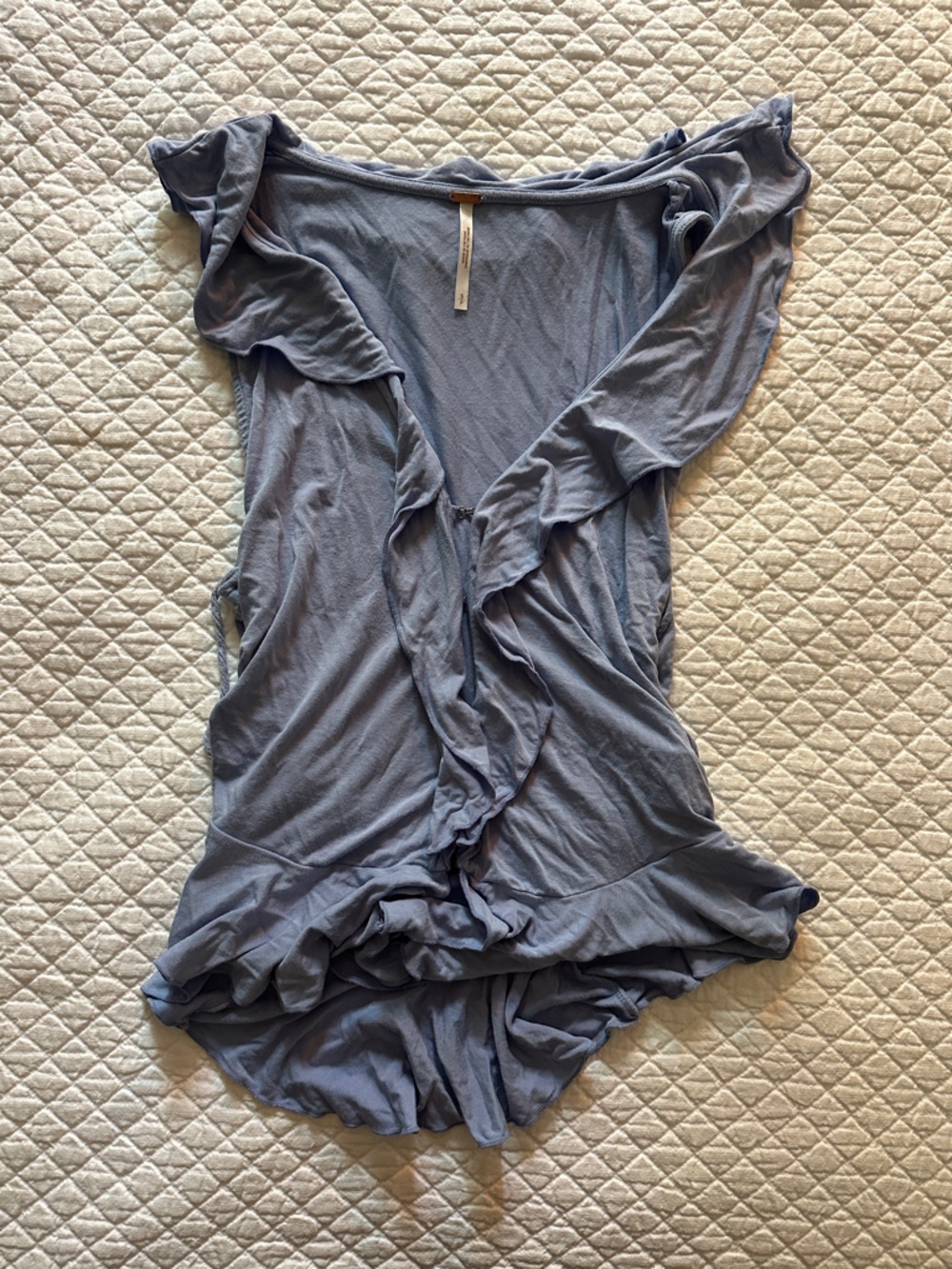 Anthropologie Dusty Blue Ruffled Wrap Tank Top